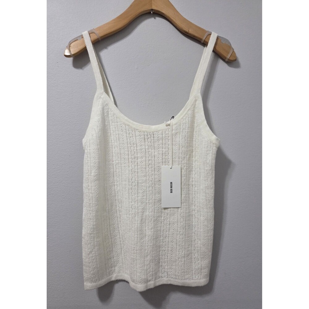 NWT Buck Mason Coastal Linen Pointelle Tank Soft White Cotton Linen Size L $98